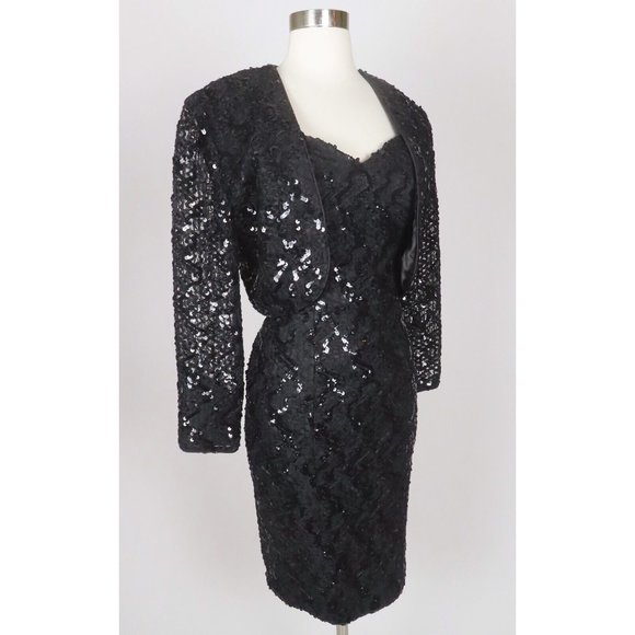 Black 80s Print Spaghetti Strap Dress & Matching Bolero main image 0